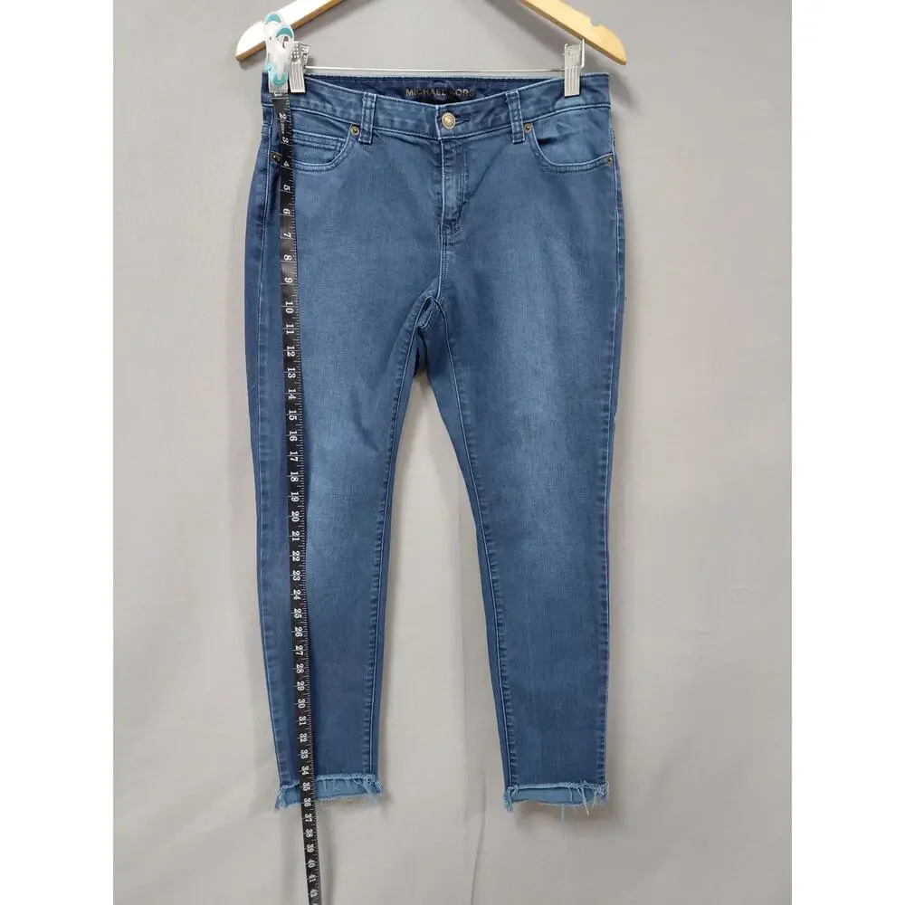 Michael Kors Blue Raw Hem Skinny Medium Wash Denim Jeans Women Size 4